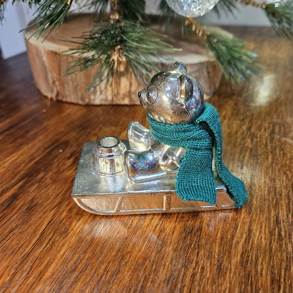 Vintage Silver Plate Christmas Panda Candle Holder - Picture 9 of 13